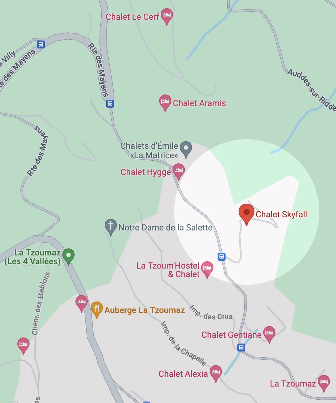 Google map of Chalet Skyfall's location